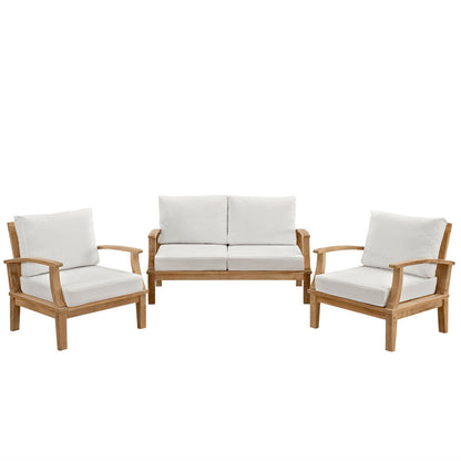 Marina 3 Piece Outdoor Patio Teak Set - Natural White