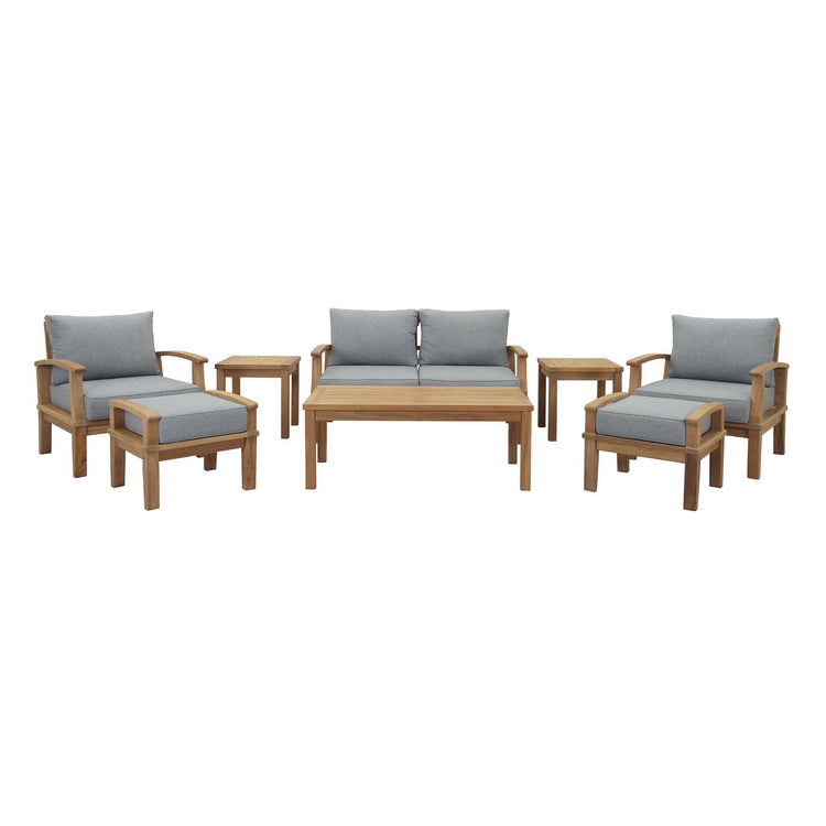 Marina 8 Piece Outdoor Patio Teak Set - Natural Gray