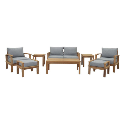 Marina 8 Piece Outdoor Patio Teak Set - Natural Gray