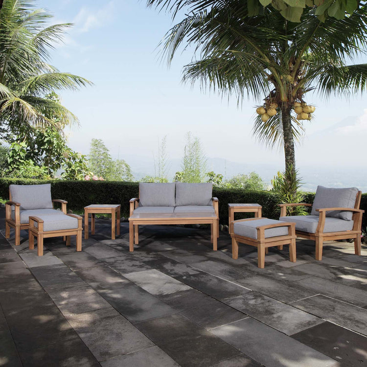 Marina 8 Piece Outdoor Patio Teak Set - Natural Gray