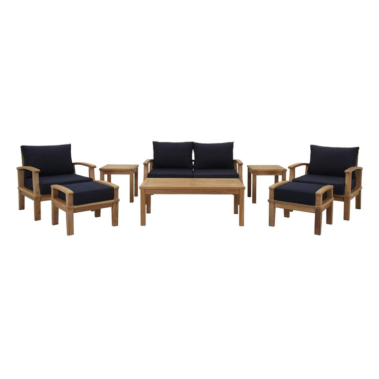 Marina 8 Piece Outdoor Patio Teak Set - Natural Navy