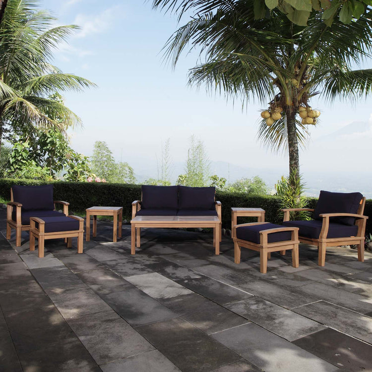Marina 8 Piece Outdoor Patio Teak Set - Natural Navy