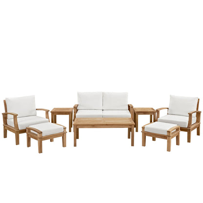 Marina 8 Piece Outdoor Patio Teak Set - Natural White
