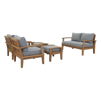 Marina 5 Piece Outdoor Patio Teak Set - Natural Gray