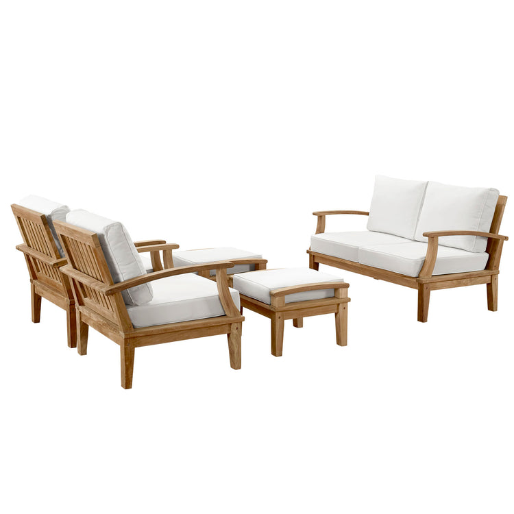 Marina 5 Piece Outdoor Patio Teak Set - Natural White