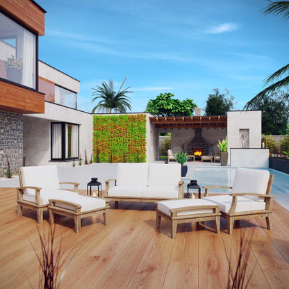 Marina 5 Piece Outdoor Patio Teak Set - Natural White