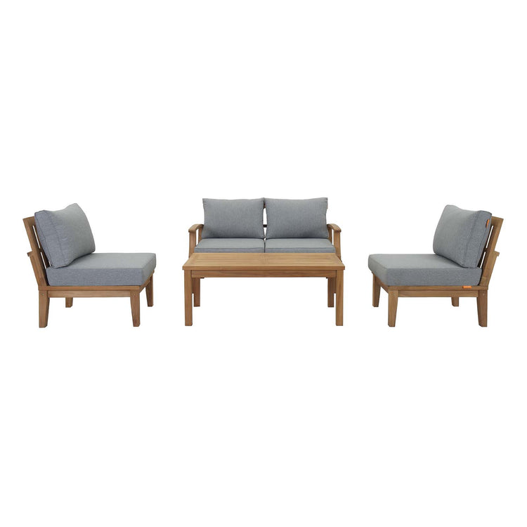 Marina 5 Piece Outdoor Patio Teak Set - Natural Gray