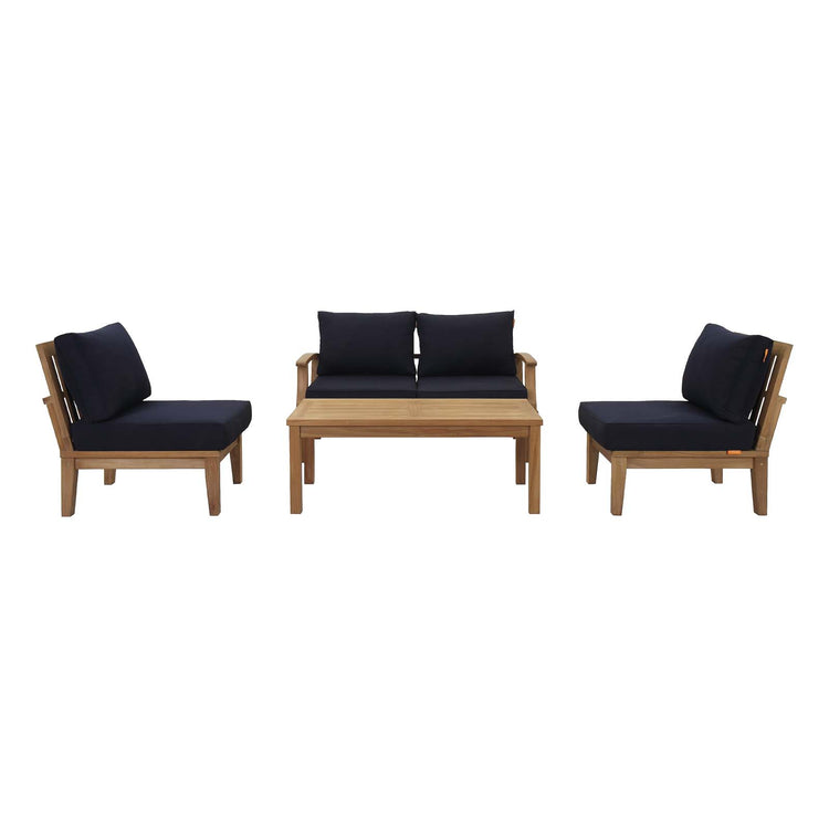 Marina 5 Piece Outdoor Patio Teak Set - Natural Navy