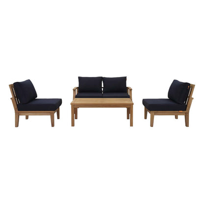 Marina 5 Piece Outdoor Patio Teak Set - Natural Navy