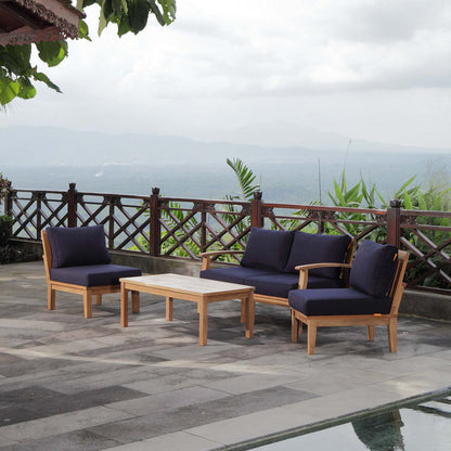 Marina 5 Piece Outdoor Patio Teak Set - Natural Navy