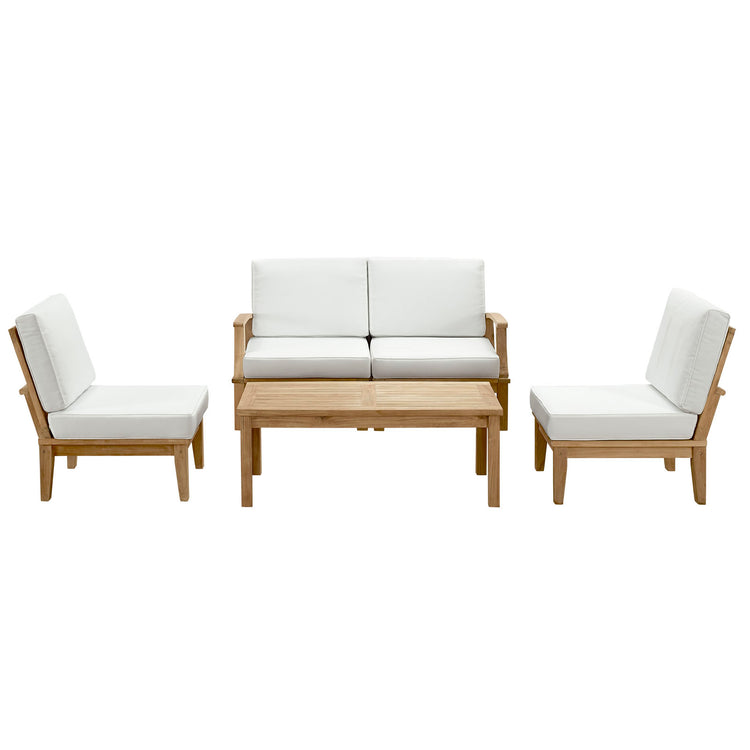 Marina 5 Piece Outdoor Patio Teak Set - Natural White