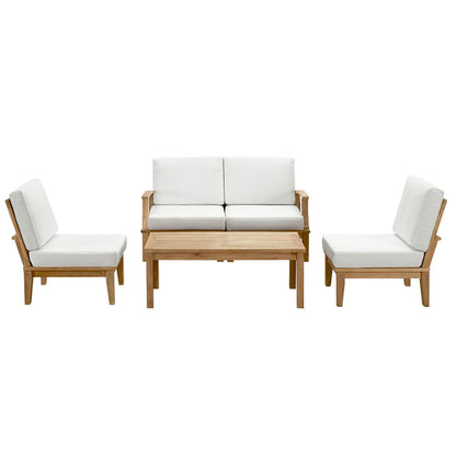 Marina 5 Piece Outdoor Patio Teak Set - Natural White