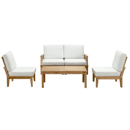 Marina 5 Piece Outdoor Patio Teak Set - Natural White