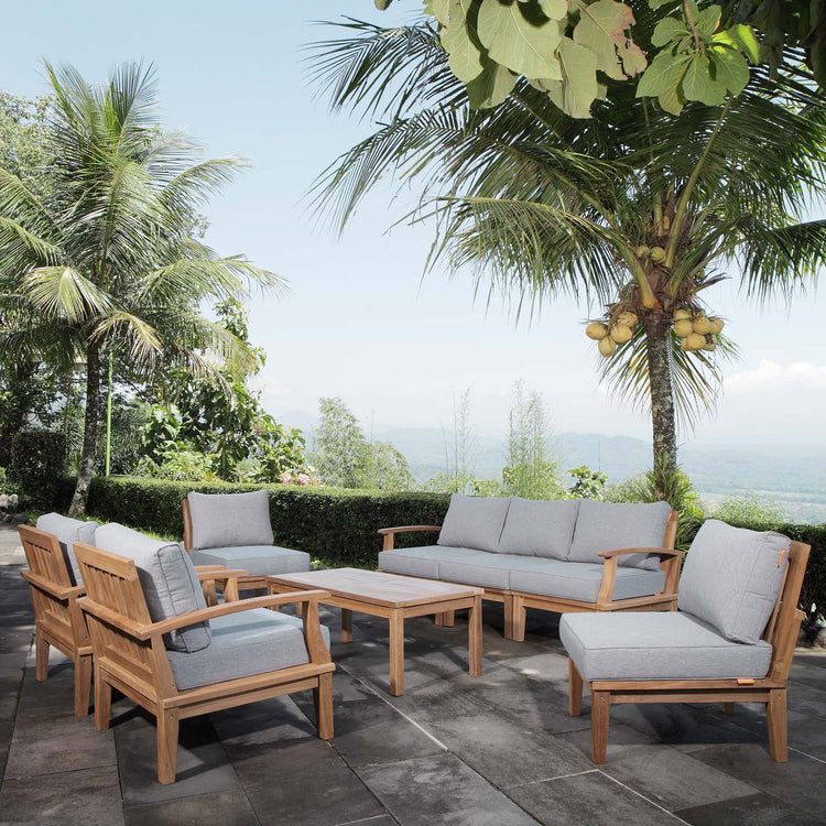 Marina 8 Piece Outdoor Patio Teak Set - Natural Gray