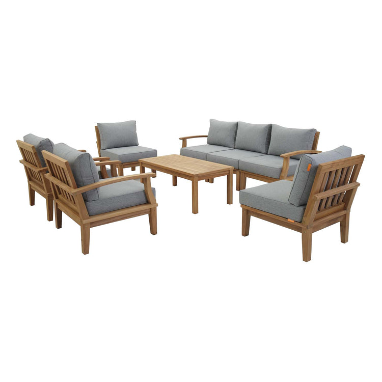 Marina 8 Piece Outdoor Patio Teak Set - Natural Gray