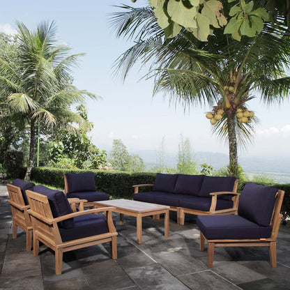 Marina 8 Piece Outdoor Patio Teak Set - Natural Navy