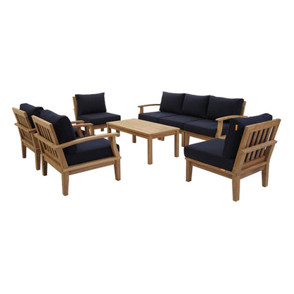 Marina 8 Piece Outdoor Patio Teak Set - Natural Navy