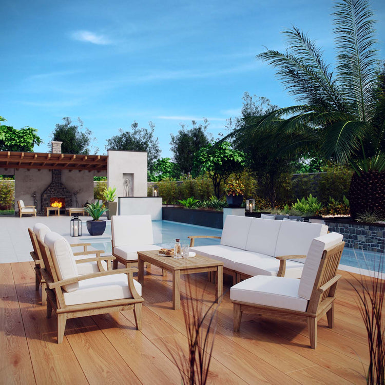 Marina 8 Piece Outdoor Patio Teak Set - Natural White