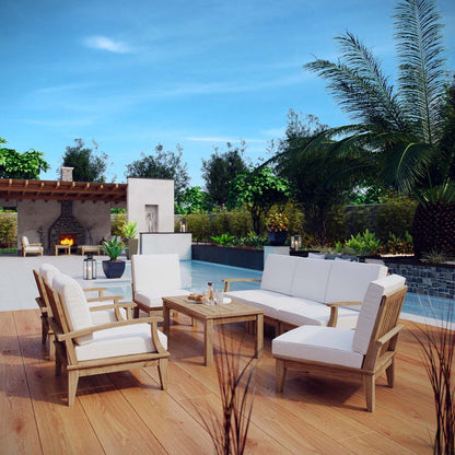 Marina 8 Piece Outdoor Patio Teak Set - Natural White