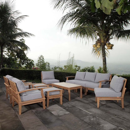 Marina 10 Piece Outdoor Patio Teak Set - Natural Gray