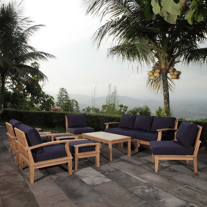 Marina 10 Piece Outdoor Patio Teak Set - Natural Navy
