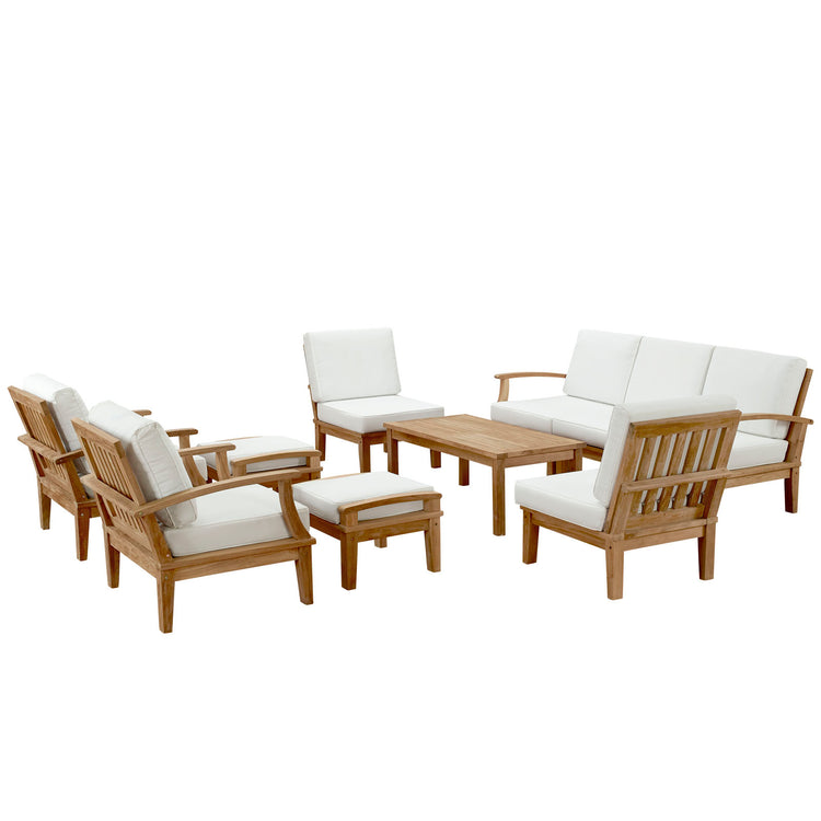 Marina 10 Piece Outdoor Patio Teak Set - Natural White