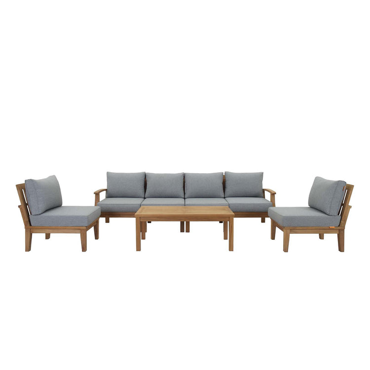 Marina 7 Piece Outdoor Patio Teak Set - Natural Gray