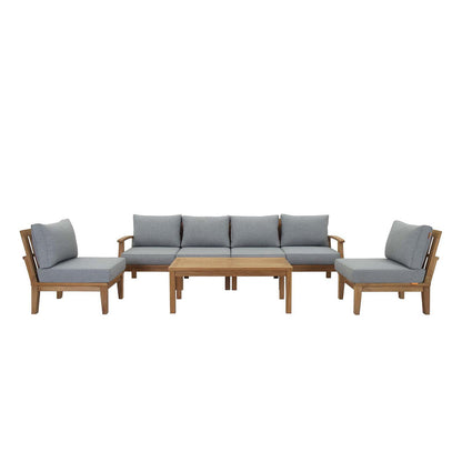 Marina 7 Piece Outdoor Patio Teak Set - Natural Gray