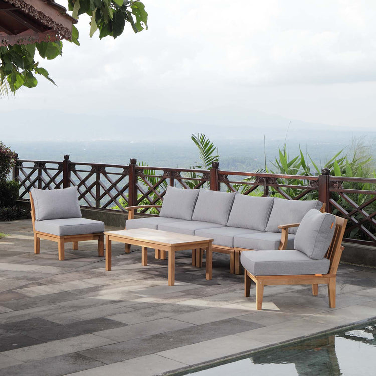 Marina 7 Piece Outdoor Patio Teak Set - Natural Gray