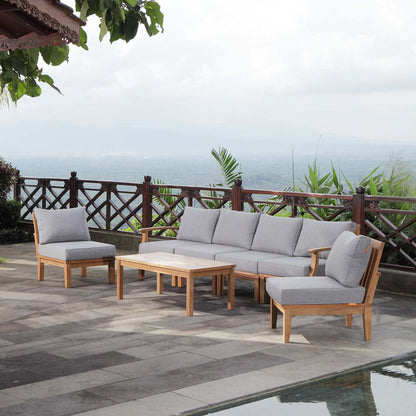 Marina 7 Piece Outdoor Patio Teak Set - Natural Gray