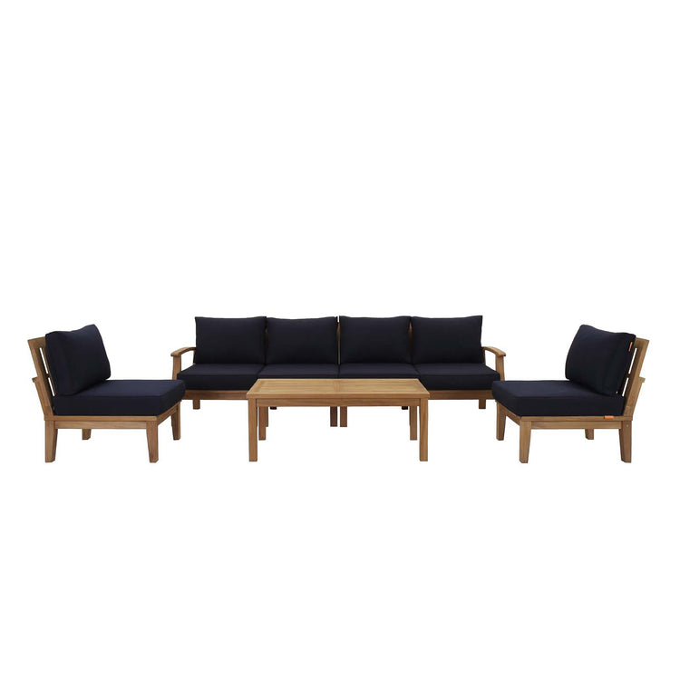 Marina 7 Piece Outdoor Patio Teak Set - Natural Navy