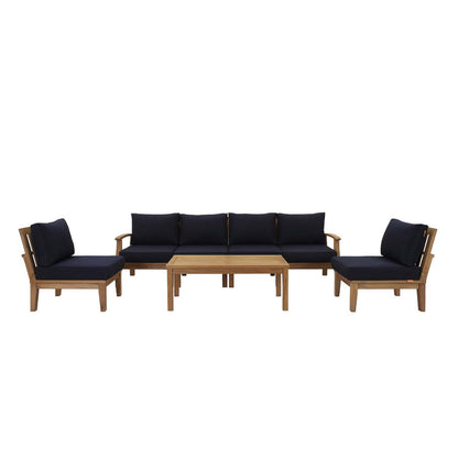 Marina 7 Piece Outdoor Patio Teak Set - Natural Navy
