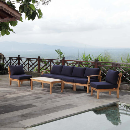 Marina 7 Piece Outdoor Patio Teak Set - Natural Navy
