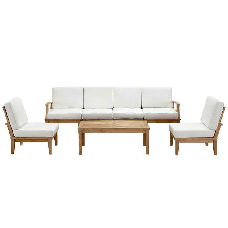 Marina 7 Piece Outdoor Patio Teak Set - Natural White