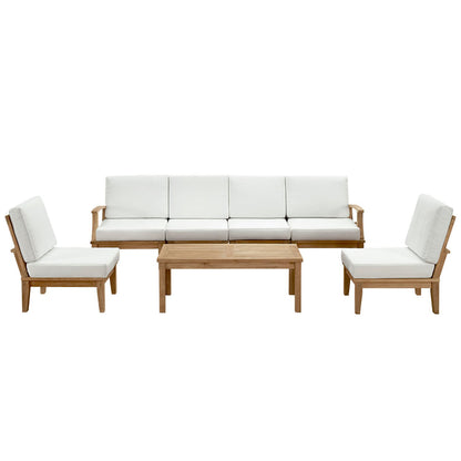 Marina 7 Piece Outdoor Patio Teak Set - Natural White