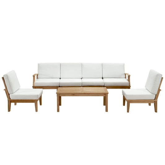 Marina 7 Piece Outdoor Patio Teak Set - Natural White