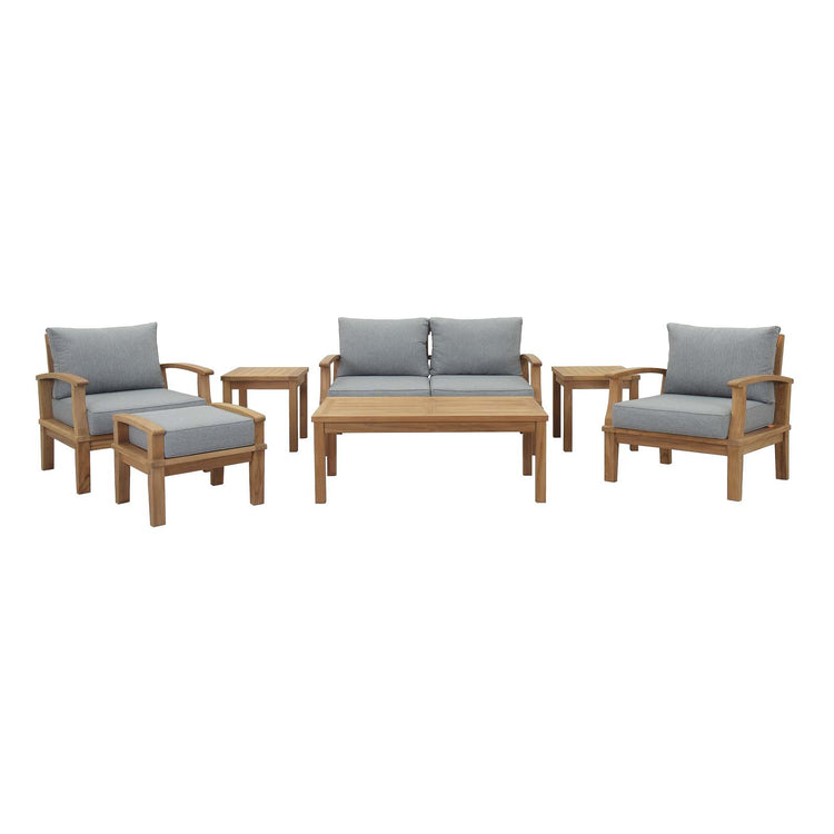 Marina 7 Piece Outdoor Patio Teak Set - Natural Gray
