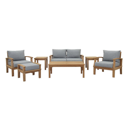 Marina 7 Piece Outdoor Patio Teak Set - Natural Gray