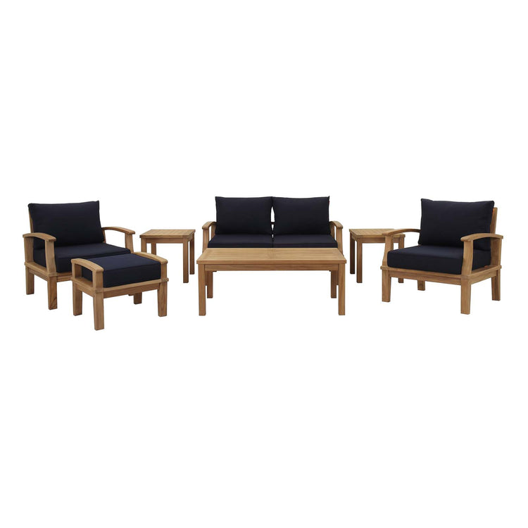 Marina 7 Piece Outdoor Patio Teak Set - Natural Navy
