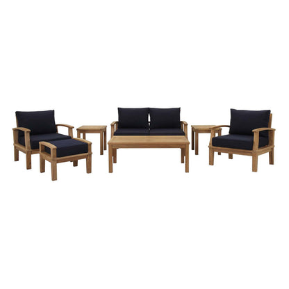 Marina 7 Piece Outdoor Patio Teak Set - Natural Navy