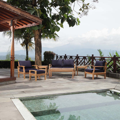 Marina 7 Piece Outdoor Patio Teak Set - Natural Navy