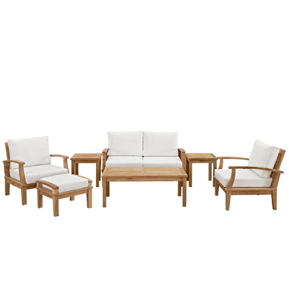 Marina 7 Piece Outdoor Patio Teak Set - Natural White