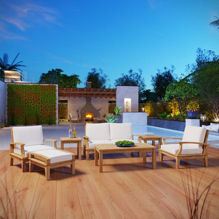 Marina 7 Piece Outdoor Patio Teak Set - Natural White