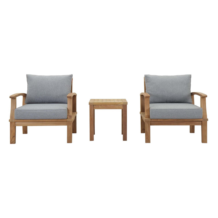 Marina 3 Piece Outdoor Patio Teak Set - Natural Gray