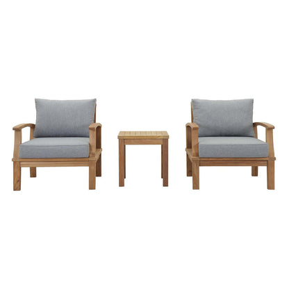Marina 3 Piece Outdoor Patio Teak Set - Natural Gray