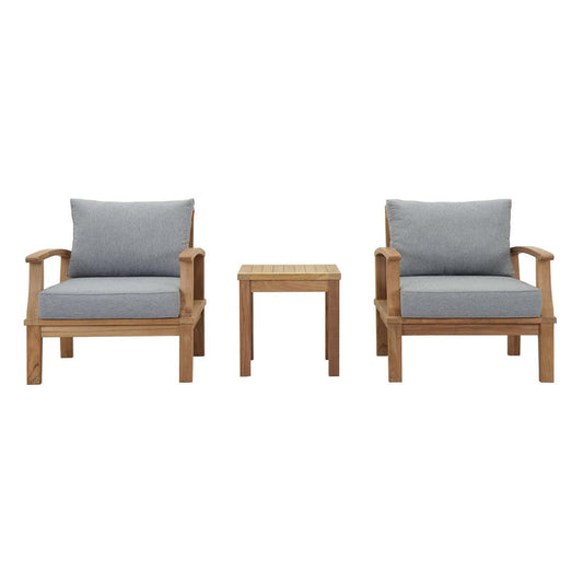 Marina 3 Piece Outdoor Patio Teak Set - Natural Gray