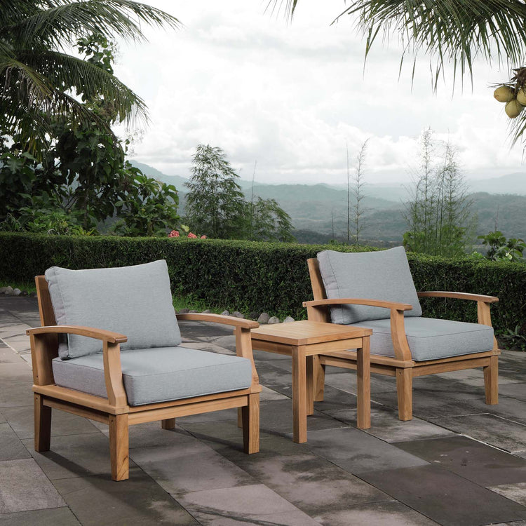 Marina 3 Piece Outdoor Patio Teak Set - Natural Gray