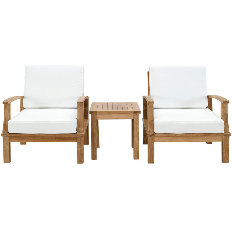 Marina 3 Piece Outdoor Patio Teak Set - Natural White