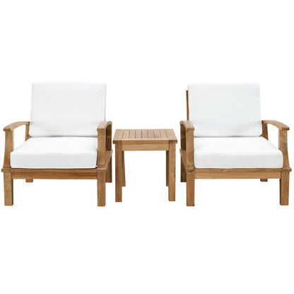 Marina 3 Piece Outdoor Patio Teak Set - Natural White