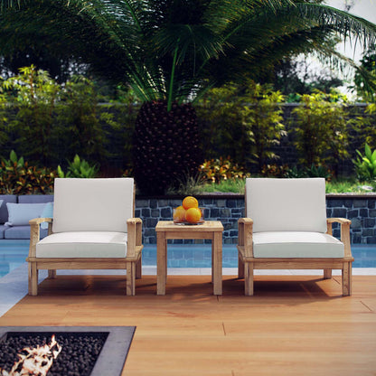 Marina 3 Piece Outdoor Patio Teak Set - Natural White